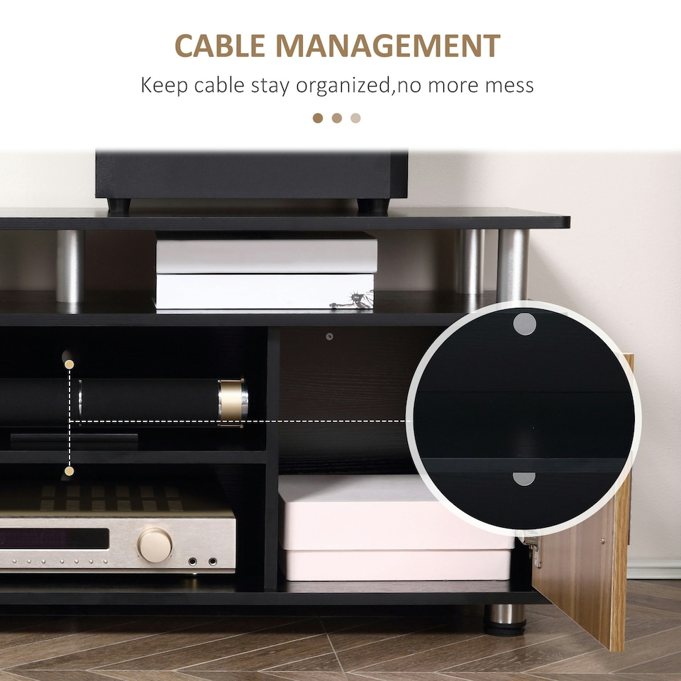 image 1 of HOMCOM TV Cabinet Stand Entertainment Center Media Console Storage Black, Walnut