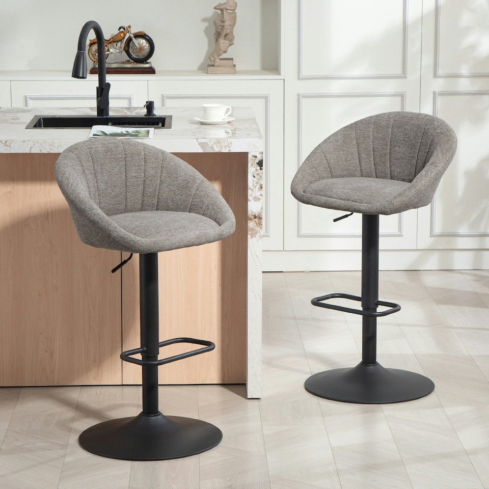 image 1 of HOMCOM Swivel Bar Stools Set of 2 Height Adjustable Bar Chairs Grey | Grey | Adjustable height 62-82 cm | 2