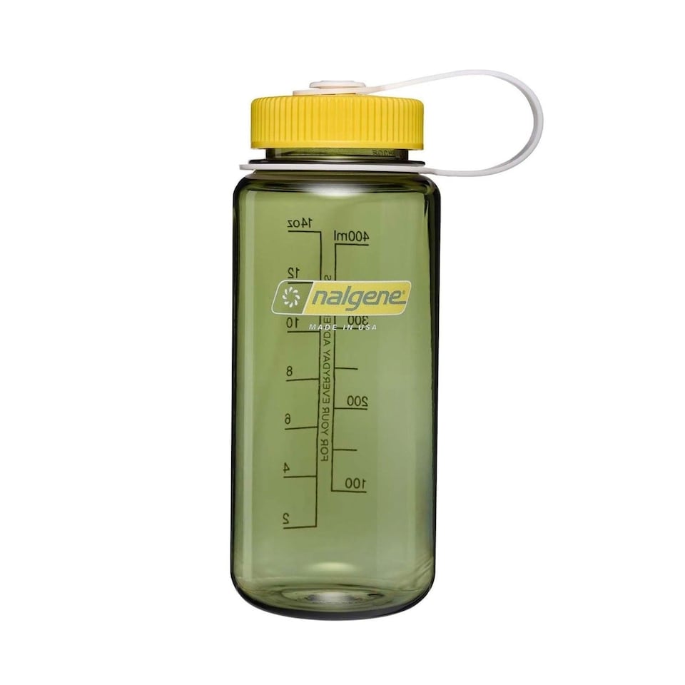 image 1 of Nalgene Wide Mouth 500ml Tritan Renew Water Bottle - Oil Green - Freesia Cap