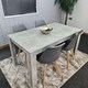 image 8 of Modern Dining Table Set With 4 White Faux Leather Chairs Dining Room Furniture | White | One Size | 5