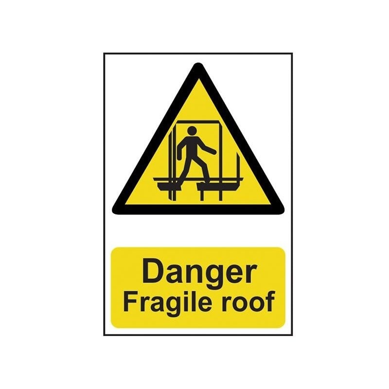 Scan Danger Fragile Roof - Pvc Sign 200 X 300mm - Multi Colour - 200 x 300mm