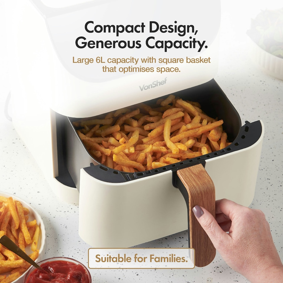 image 1 of VonShef Air Fryer 6L Nordic Design & Digital LED Display