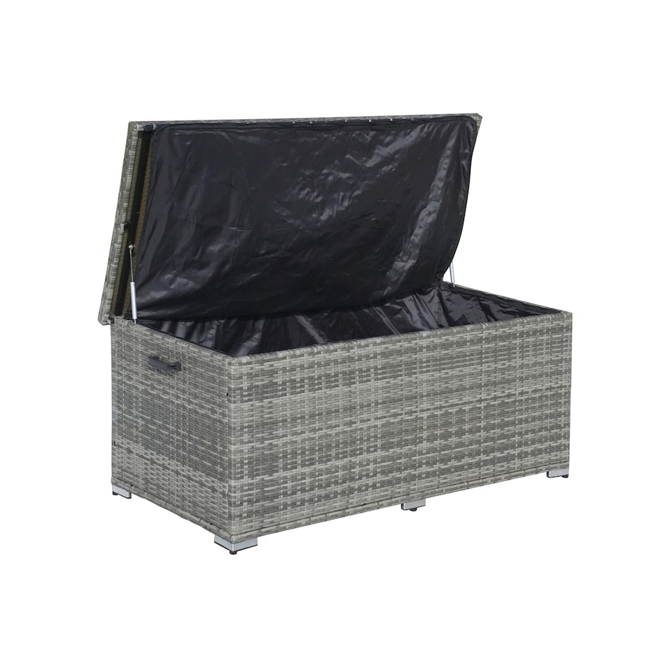 image 1 of Direct Wicker 980L Aluminum Outdoor Rattan Storage Box, Garden Large Deck Box | Grey