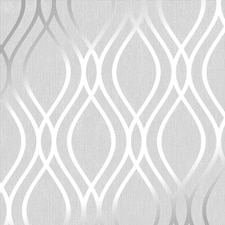 Sample of Camden Wave Wallpaper in Soft Grey and Silver Multi