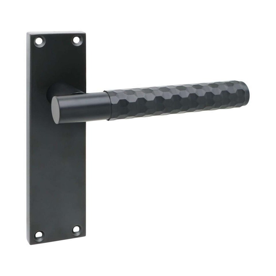 image 1 of Golden Grace 5 Pairs Victorian Knurled Hex Cut Door Handle on Backplate Matt Black with 2.5" Latch & Hinges - 150mm x 40mm