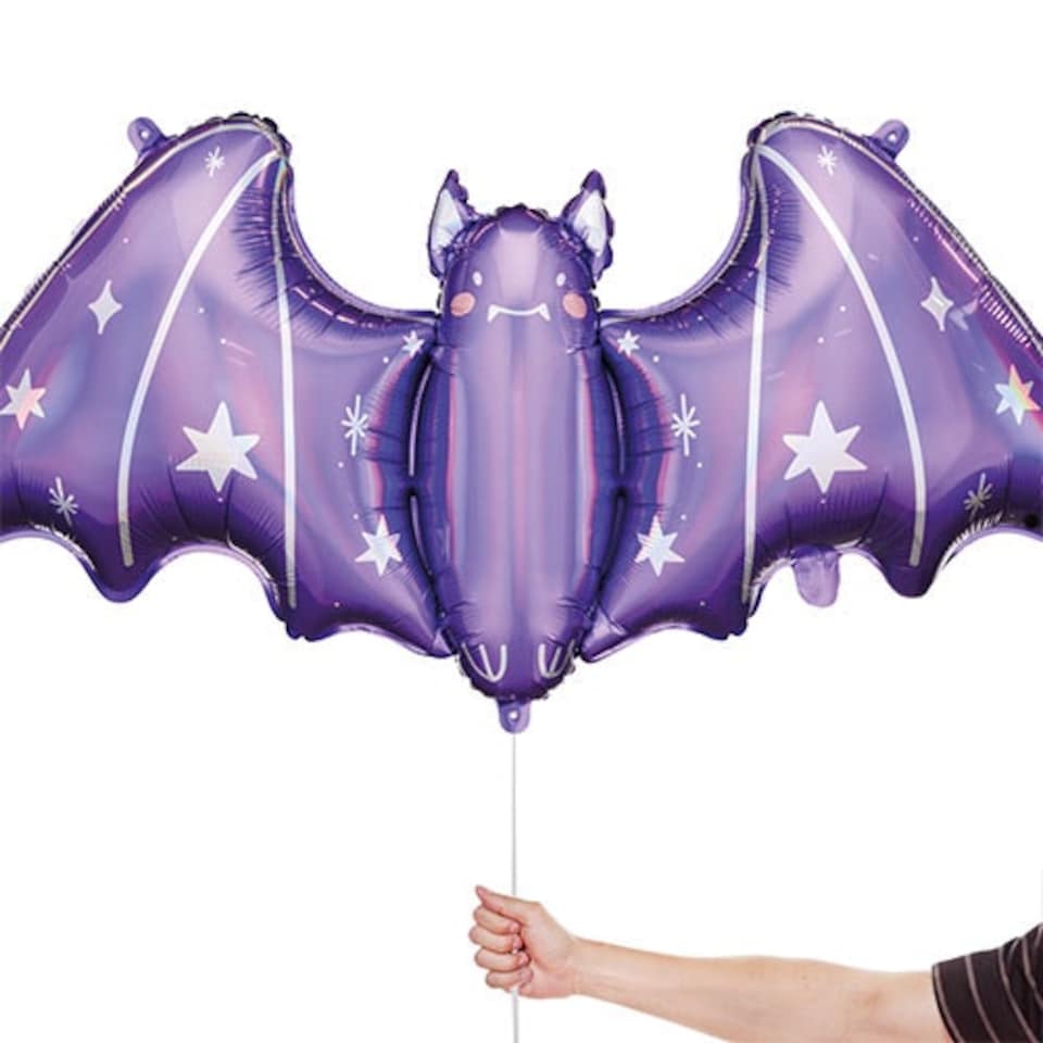 image 1 of Vibrant Purple Bat Halloween Giant Helium Foil Balloon 119cm / 47 in