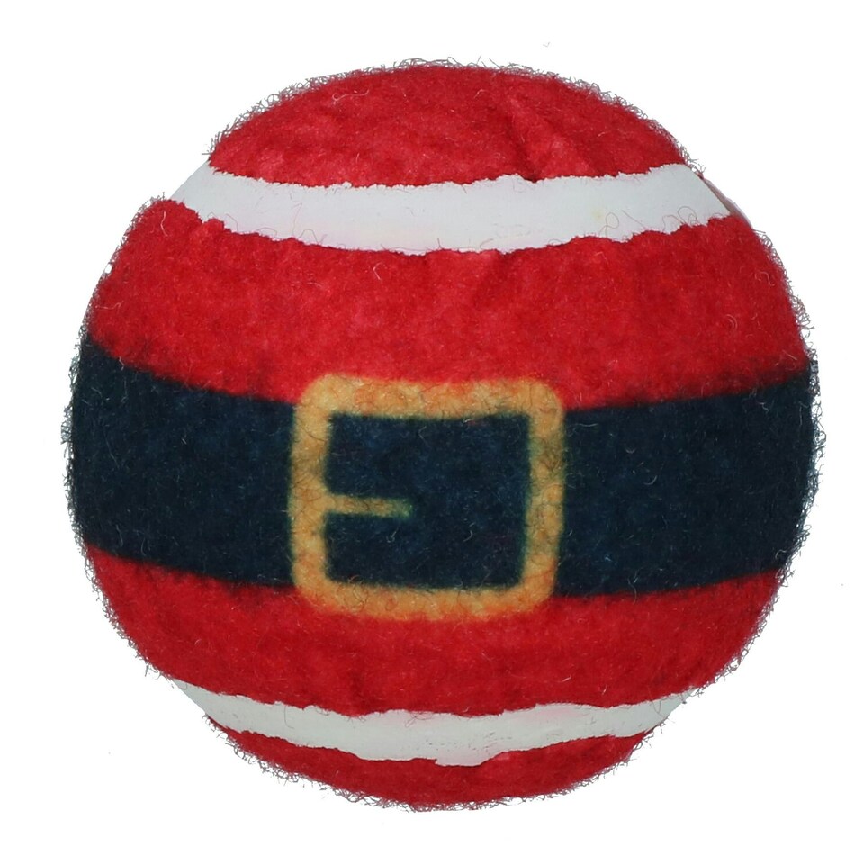 image 1 of 6PK Dog Red Festive Christmas Gift Themed Tennis Balls Ball Mad Xmas Gift