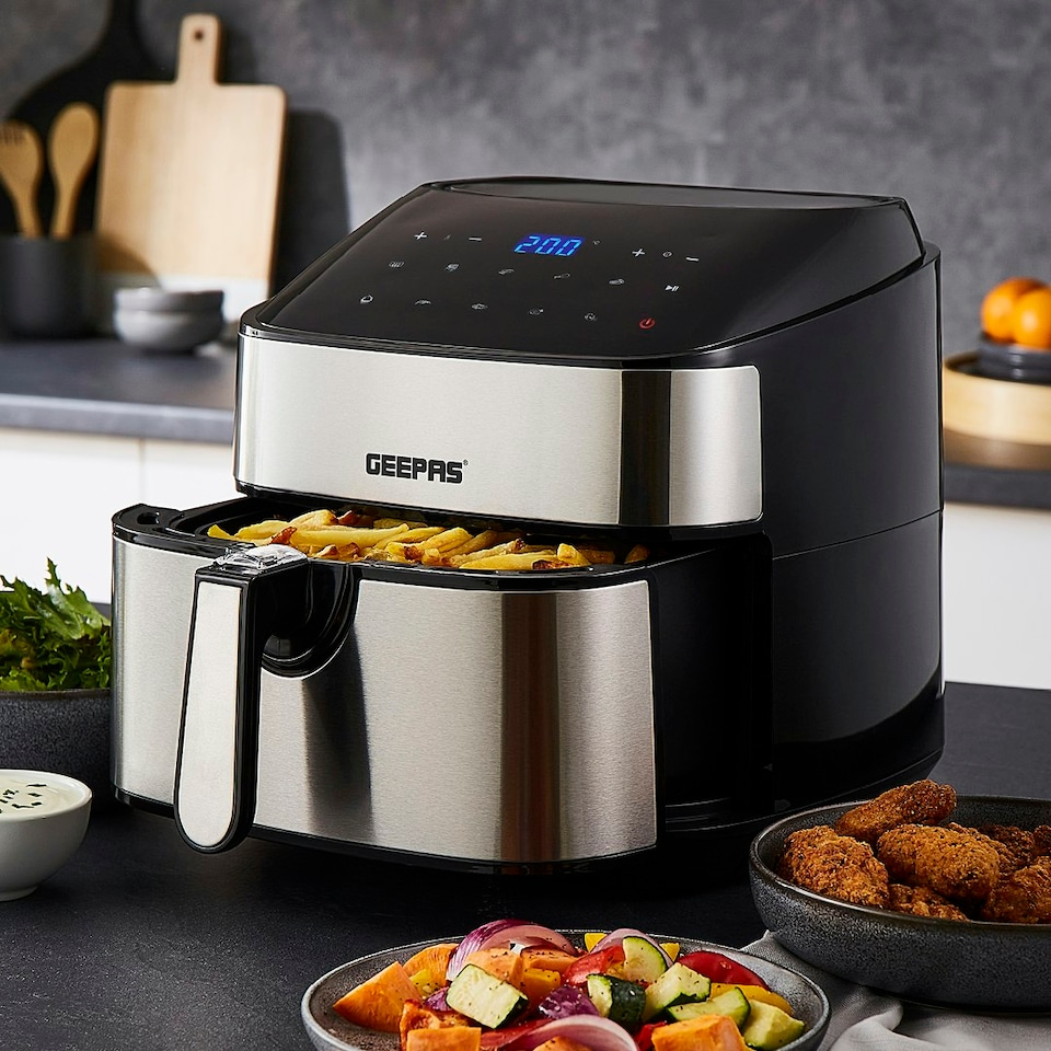 image 1 of GEEPAS 1.7L Digital Electric Kettle 2 Slice Bread Toaster & 7.5L Digital Air Fryer Combo Kitchen Set