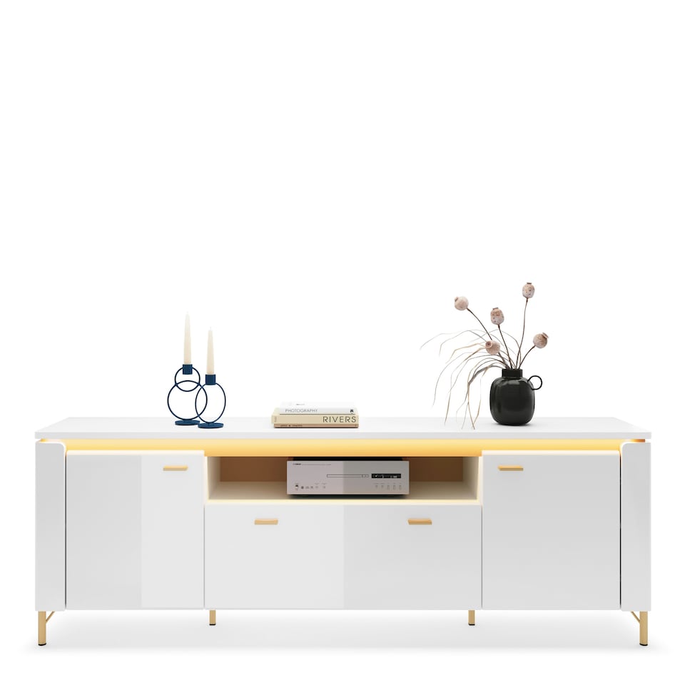 image 1 of Lazio TV Cabinet 2 Door 1 Drawer in Alpine White/White Gloss
