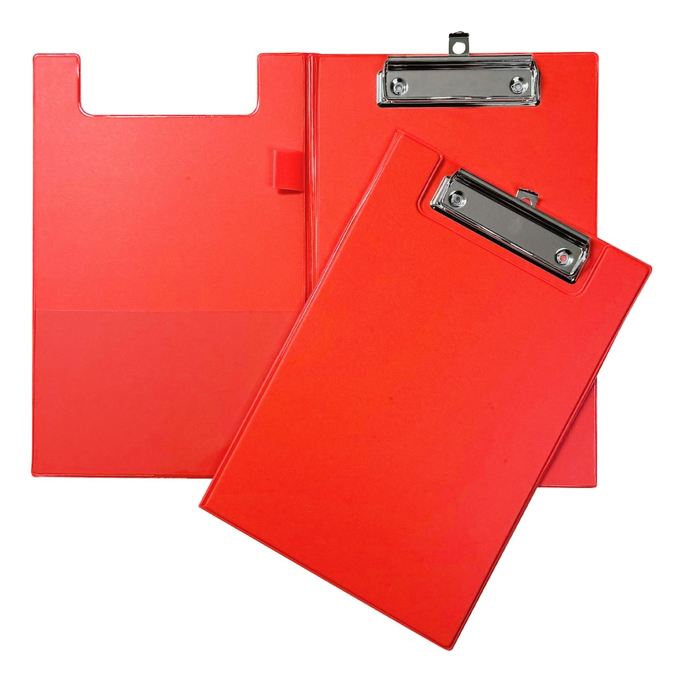 image 1 of A5 Neon Orange Foldover Clipboard with Pen Holder