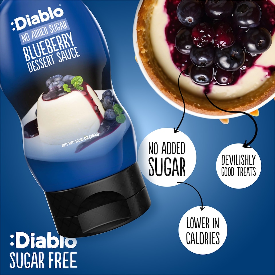 image 1 of Diablo No Added Sugar Blueberry Dessert Sauce 350g Twin Pack