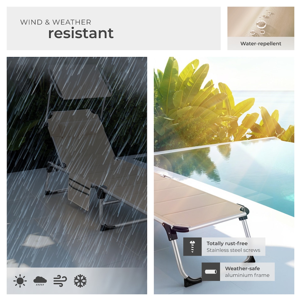 image 1 of Sun Lounger Lorella - padded, foldable, with aluminium frame | Cream | beige | 1