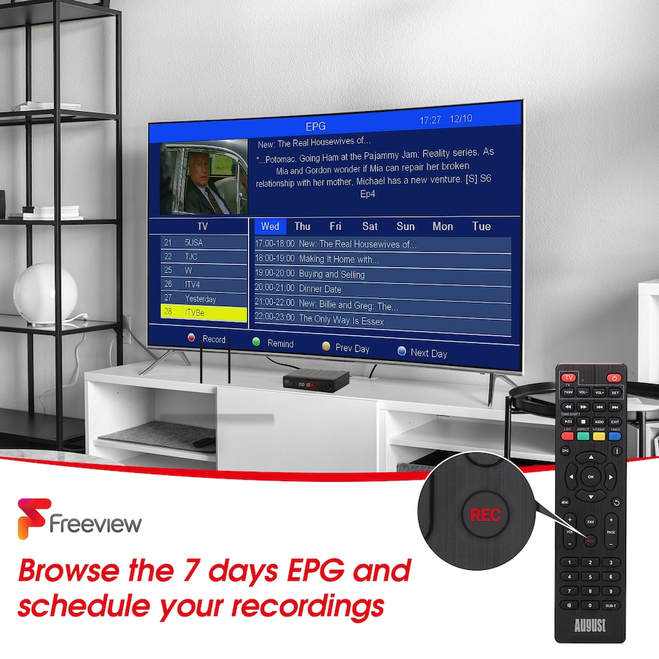 image 1 of Twin Tuner PVR Freeview HD Set Top Box- Record 2 Channels Simultaneously- 256GB SSD Storage, USB PVR & Media Player- August DVB502