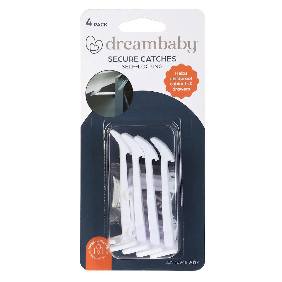 image 1 of Dreambaby Secure Catches - Drawer & Cupboard Catches 4 Pack