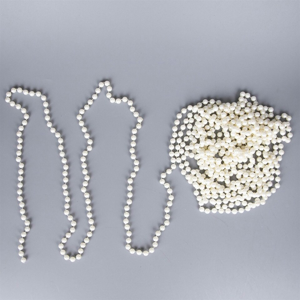 image 1 of Pearl Shiny Christmas Bead Chain Metallic Garland Artificial Pearls Tinsel For Tree Hanging Decorations,7.2m (24ft)