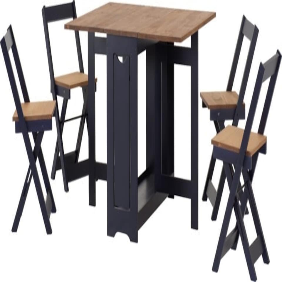image 1 of Santos Butterfly Folding Space Saving Dining Set Blue