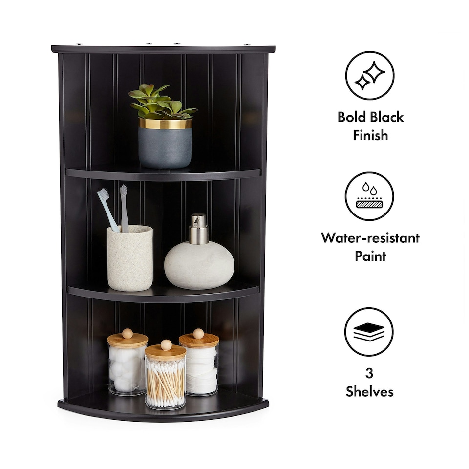 image 1 of VonHaus Shrewsbury Black Bathroom 3 Tier Corner Shelf