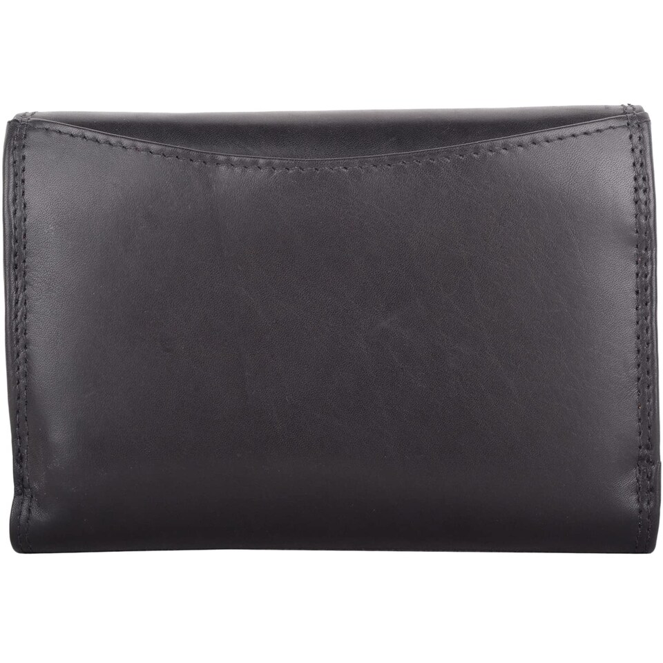 image 1 of London Leathergoods Womens Tri Fold Money Holder Magnetic Flap Purse Wallet | Black | Black