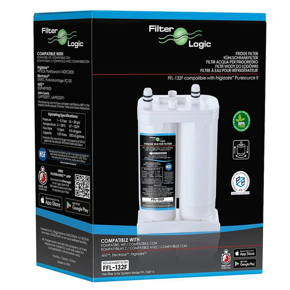 image 1 of FilterLogic FFL-132F Ice & Water Filter to fit FC100 Frigidaire WF2CB PureSource 2 Fridge