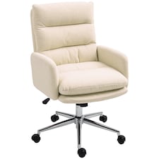 HOMCOM Home Office Chair, Upholstered Sherpa Fleece Desk Chair with Height Adjustable, Tilt Function and 360 Swivel Wheels for Home Office and Study Room, Cream White | Cream