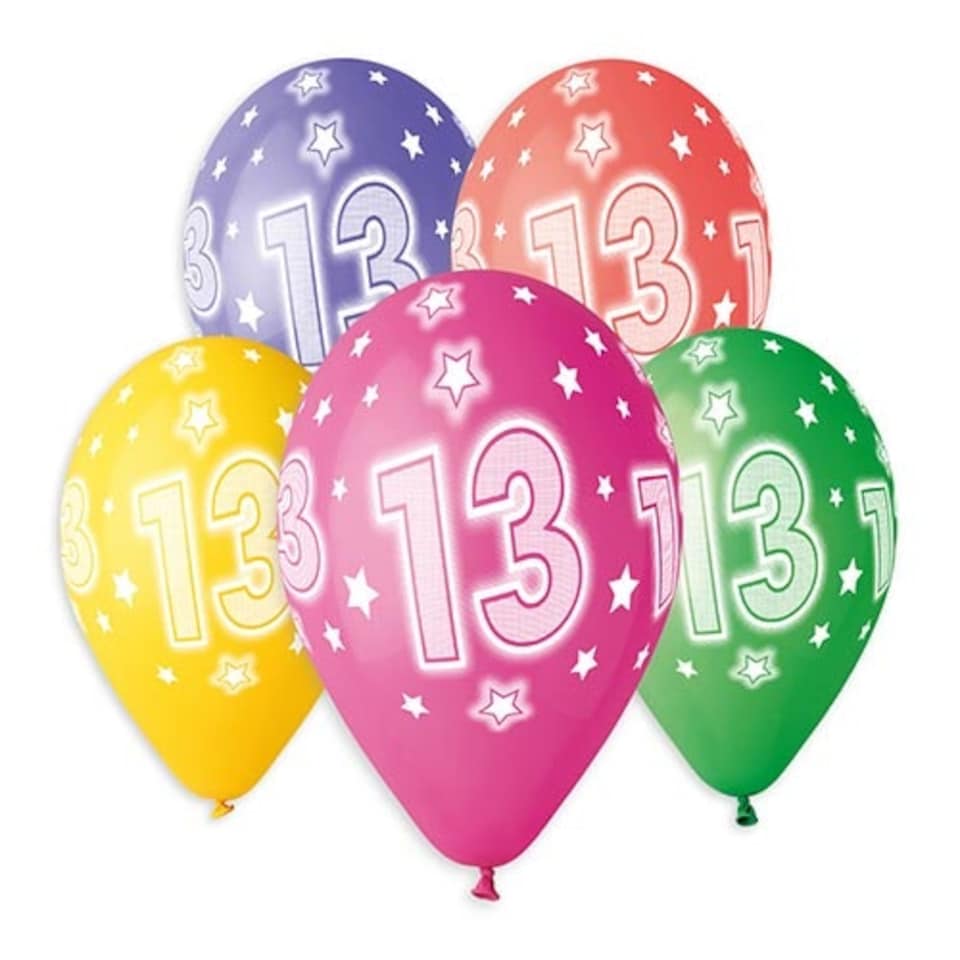 image 1 of Assorted Colour Cosmic Stars Age 13 Latex Balloons 33cm / 13 in - Pack of 6