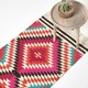 image 1 of Homescapes Manila Handwoven Diamond Kilim Wool Hall Runner - 66 x 200 cm | Pink | Pink, orange, blue, white and black
