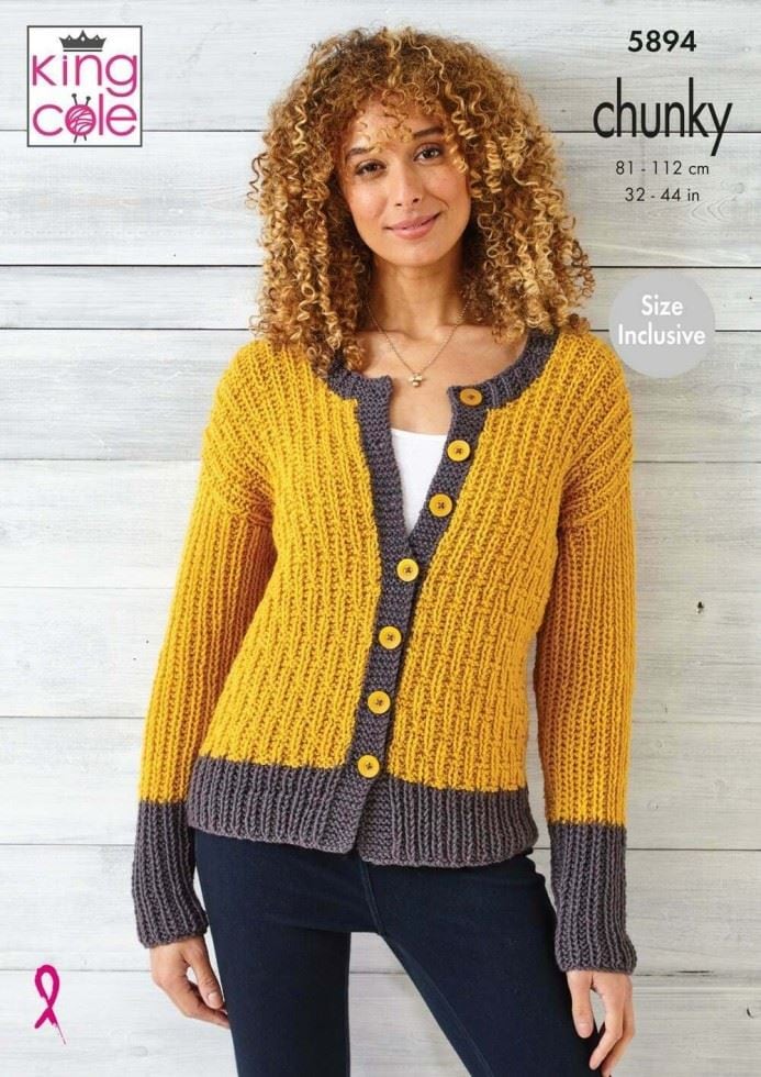 King Cole Wildwood Chunky Knitting Pattern 5894, Sweaters and Cardigans for Women - 32 - 44 Inches