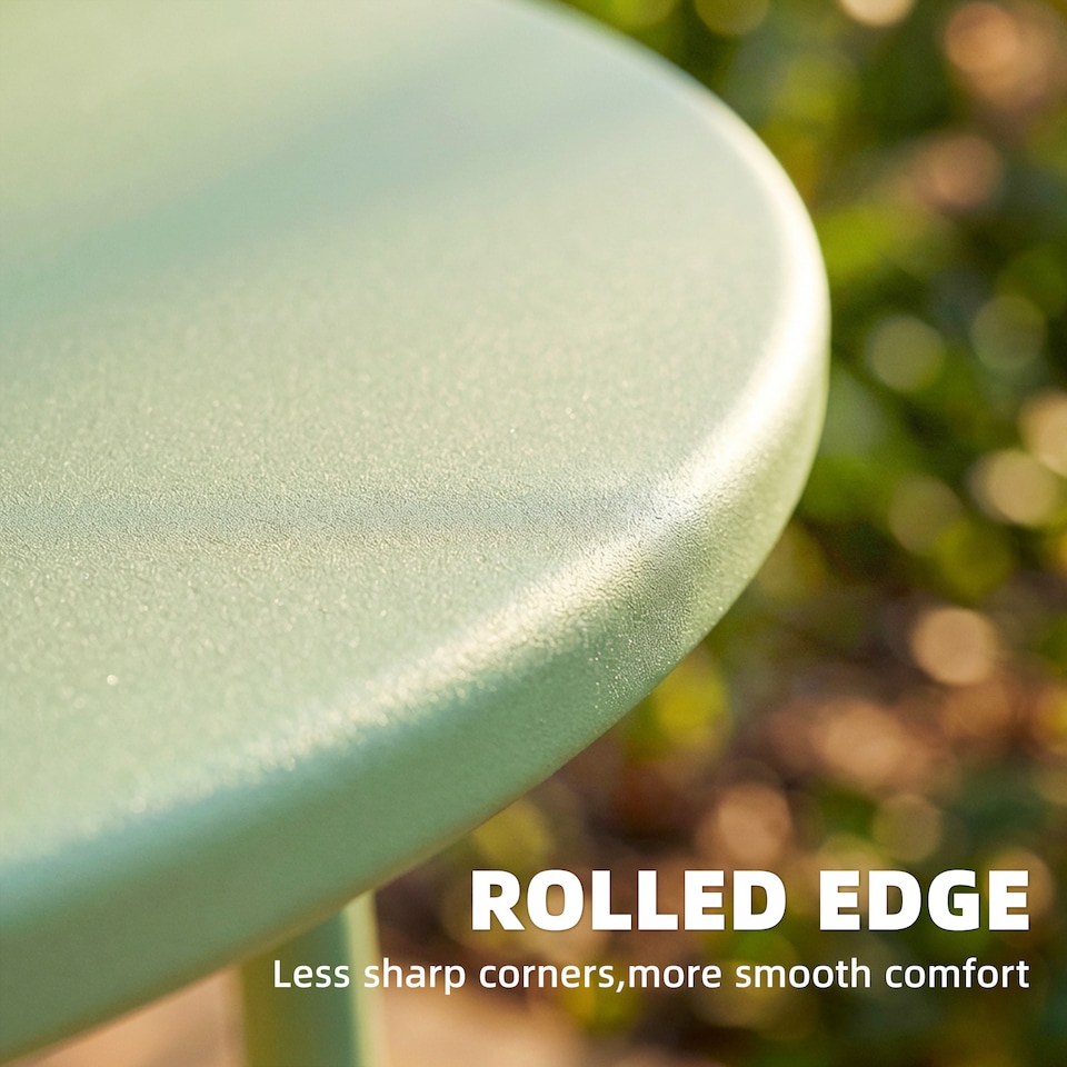 image 1 of Outsunny Metal Garden Side Table, 48 cm Round Outdoor Table | Green | Green | 48 x 48 x 51 cm