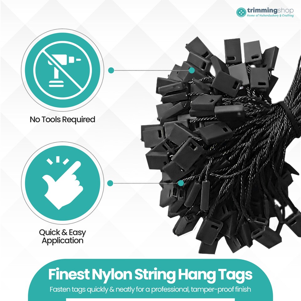 image 1 of 7 Inch Plastic String Tags, Nylon Label Snap Lock - 100pcs