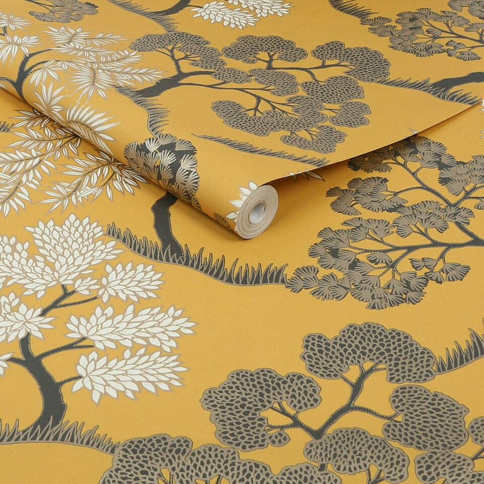image 1 of Sublime Tree Floral Ochre Wallpaper Yellow | Yellow