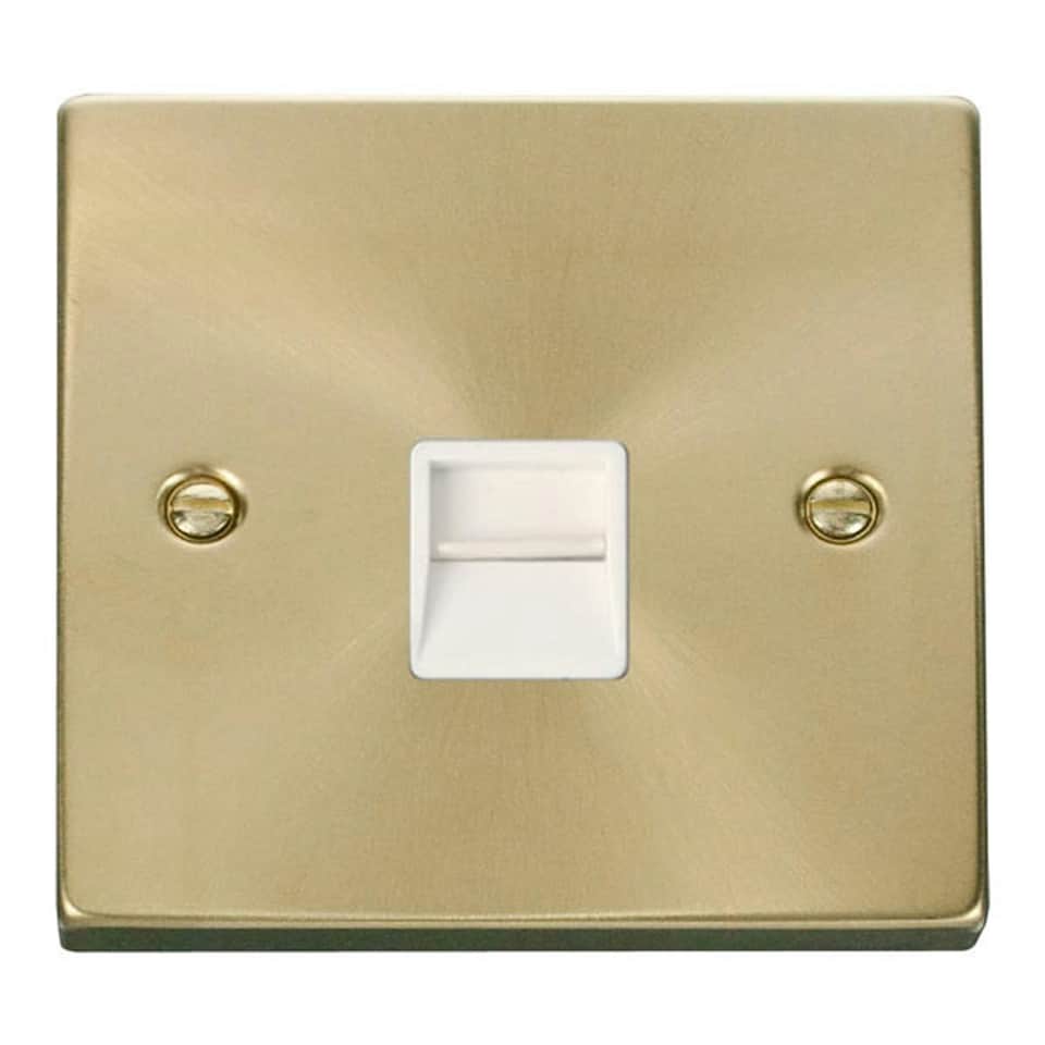 image 1 of SE HOME Satin / Brushed Brass Master Telephone Single Socket White | Satin Brass