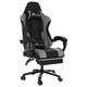 image 1 of Alivio Ergonomic Gaming Chair with Massage Lumbar Cushion & Retractable Footrest, PU Leather Video Game Chair (Grey)