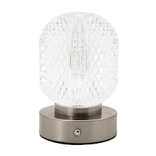 Modern Nickel Rechargeable Touch Dimmable Table Lamp with Glass Shade
