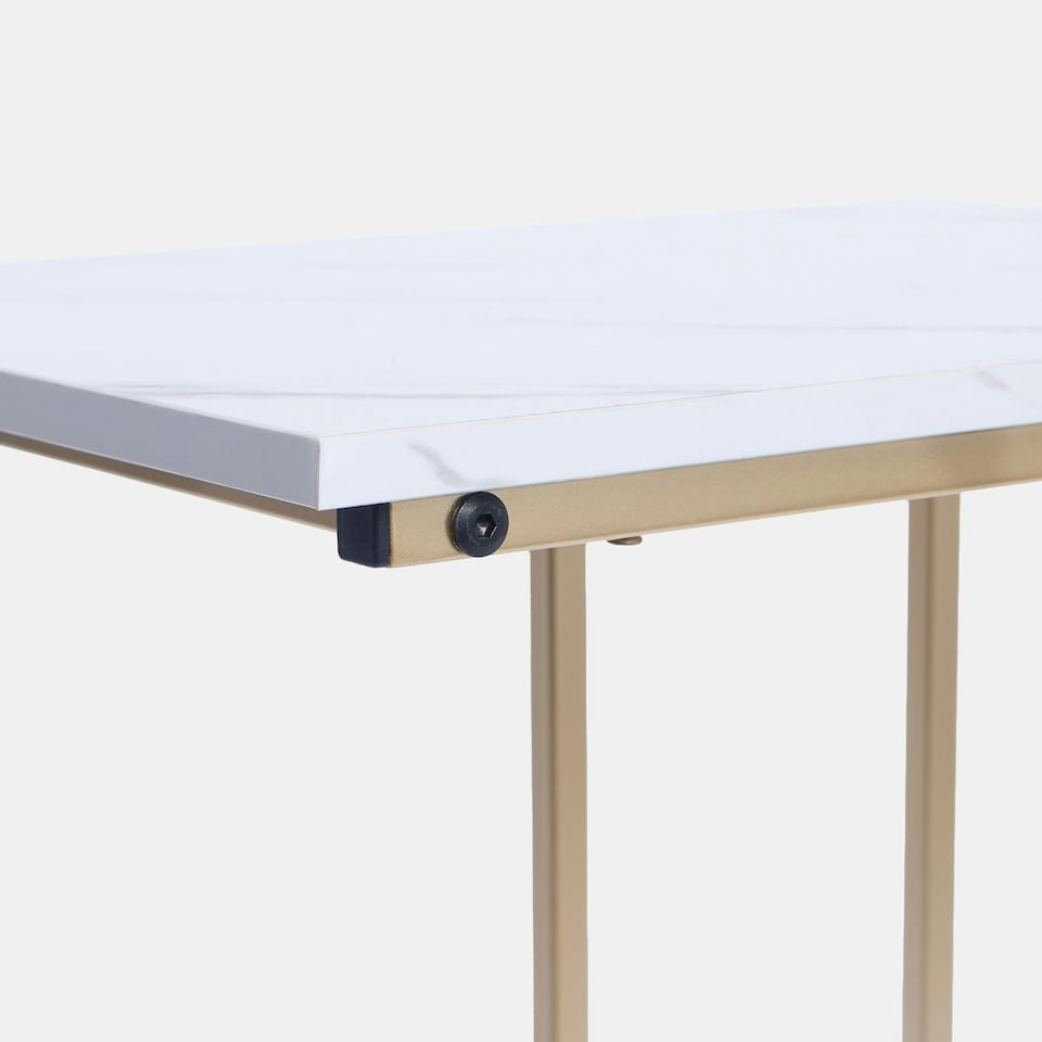 image 1 of OHS C Shape Table Side End Living Room Furniture Bedside Nightstand Drinks Stand White