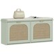 image 1 of HOMCOM Boho Shoe Bench with Padded Seat and 2 Flip-Drawers Green
