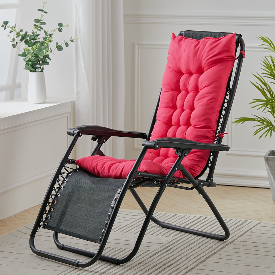 image 1 of Living and Home Thick Chaise Lounge Chair Cushion,Rose Red-110cm | Red