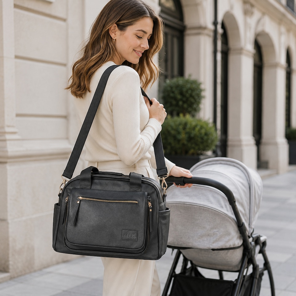 image 1 of Allis Baby Plus Changing Bag with Changing Mat - Black