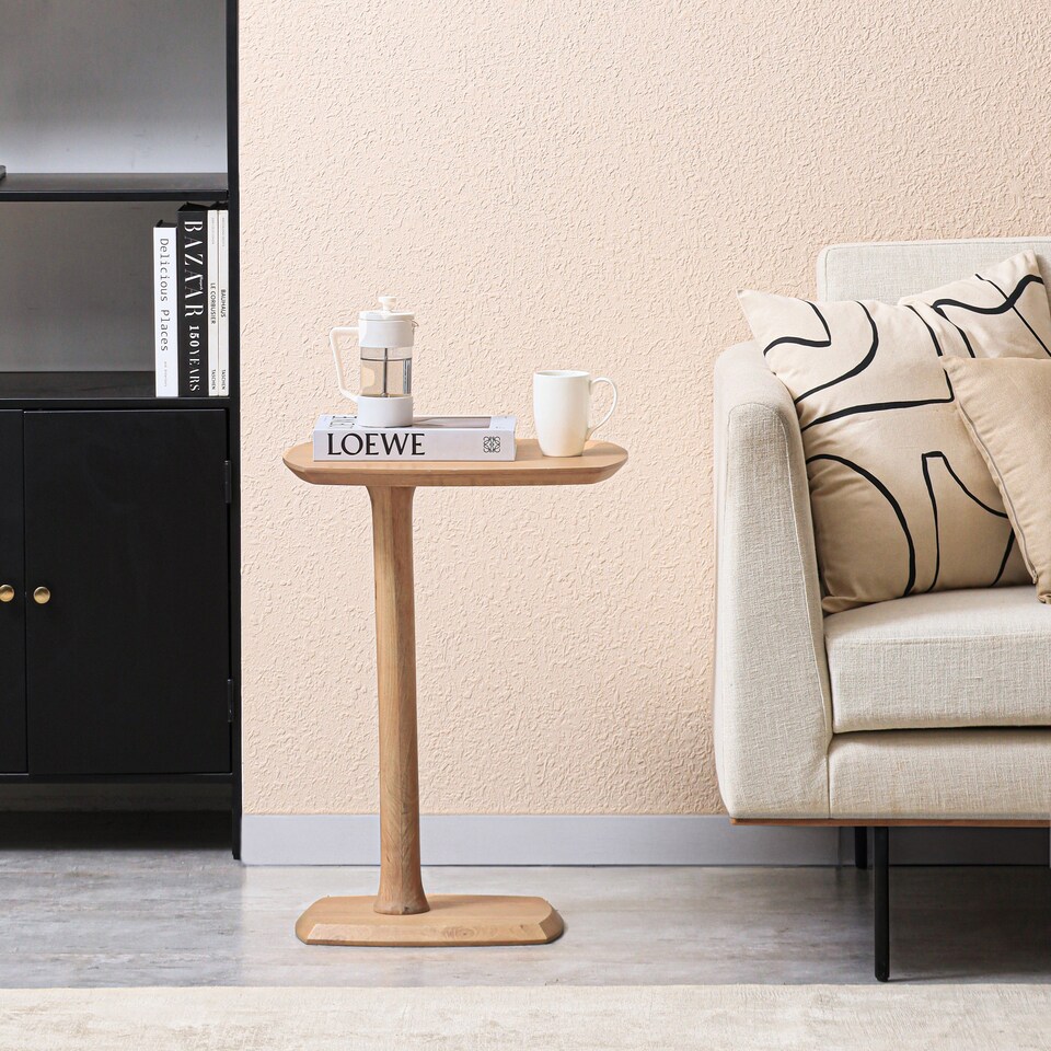 image 1 of MH London Ellis C Shape Side Table Solid Mango Wood End Table for Sofa Living Room