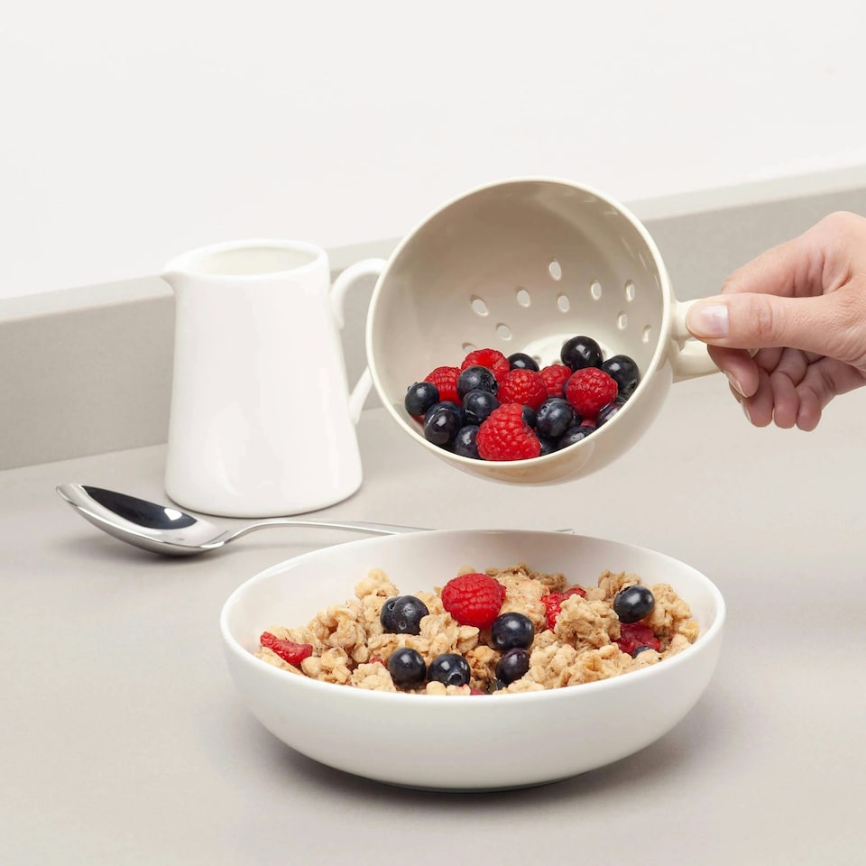 image 1 of Zeal Berry Colander Cup, Melamine Fruit and Berry Strainer, Cream