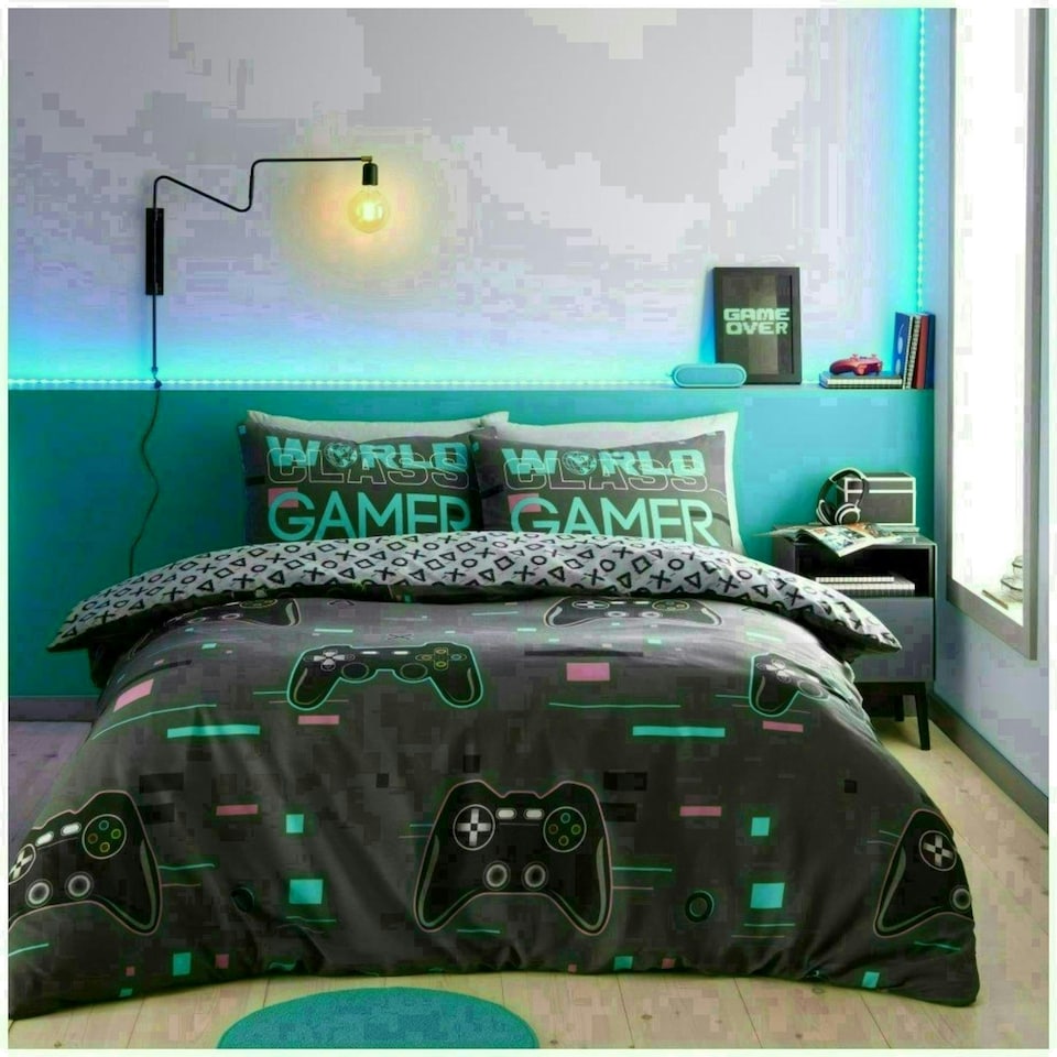 image 1 of World Class Gamer Printed Duvet Cover Set Reversible Polycotton Beddings Multi | Single
