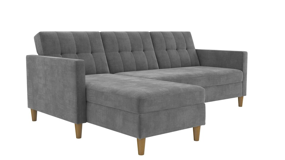 image 1 of Hartford sectional sofa bed with storage in grey fabric | Grey | GREY | Three Seater