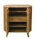 image 3 of Slated 2 Door Highboard Cabinet - Mango Wood - L45 x W106.5 x H110 cm - Light Finish - Assembly Required