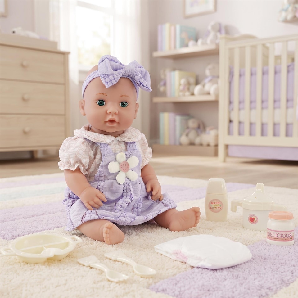 image 1 of BiBi Doll 16" Baby Doll Girl With Accessories & Moving Eye Lids