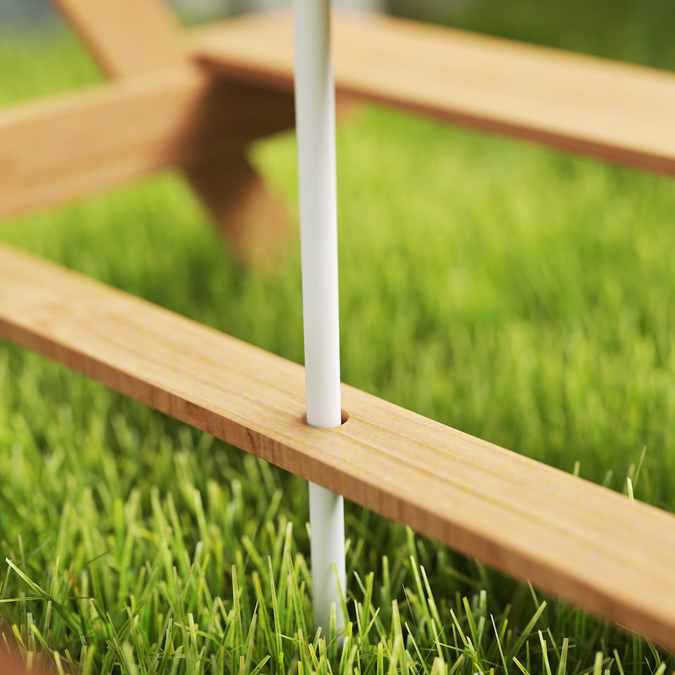 image 1 of AIYAPLAY Wooden Kids Picnic Table, Sand and Water Table w Benches, Parasol | Multi