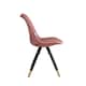 image 3 of Set of 4 Sofia Ergonomic Modern Dining Chairs Upholstered in Velvet, Metal Legs with Gold End Tips | Pink