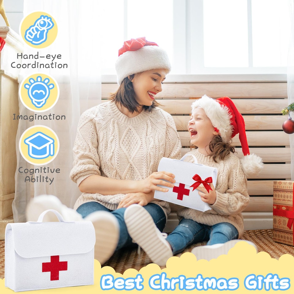 image 1 of Wooden Pretend Play Doctor Set – Portable Medical Case with Realistic Wooden Tools