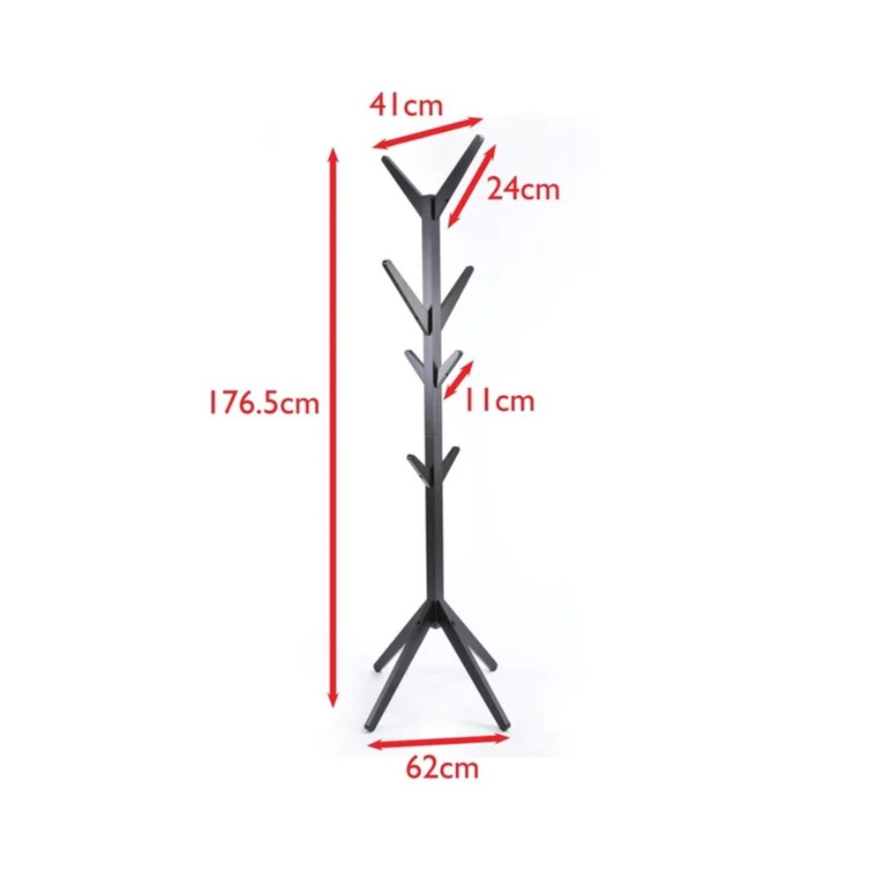 image 1 of Hampton White Wooden Freestanding Hat and Coat Stand, Rack, Tree with 8 Hooks | White | One Size