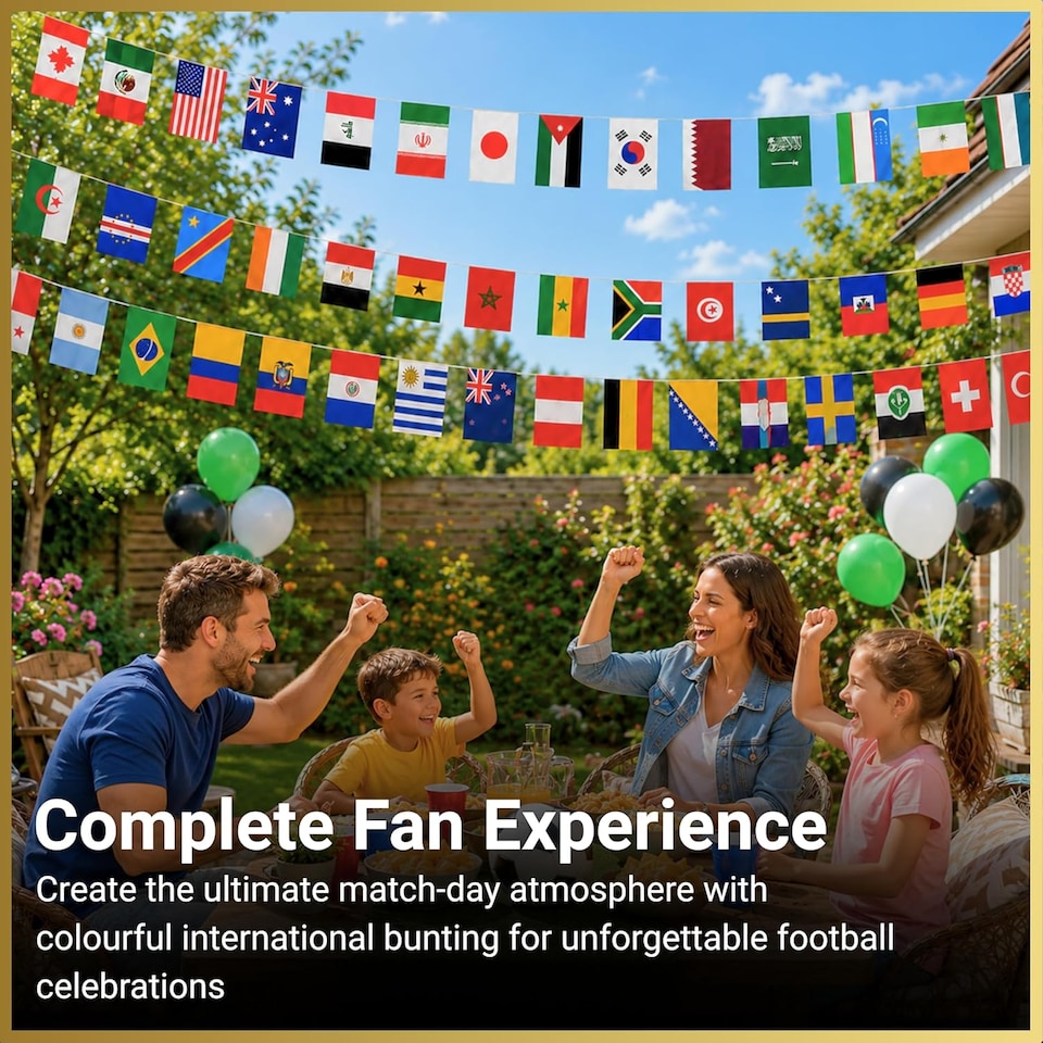 image 1 of 48 Flags Bunting 12m/39ft for World Cup Football Qualified Countries Double Sided Polyester Banner Sport Party Decorations