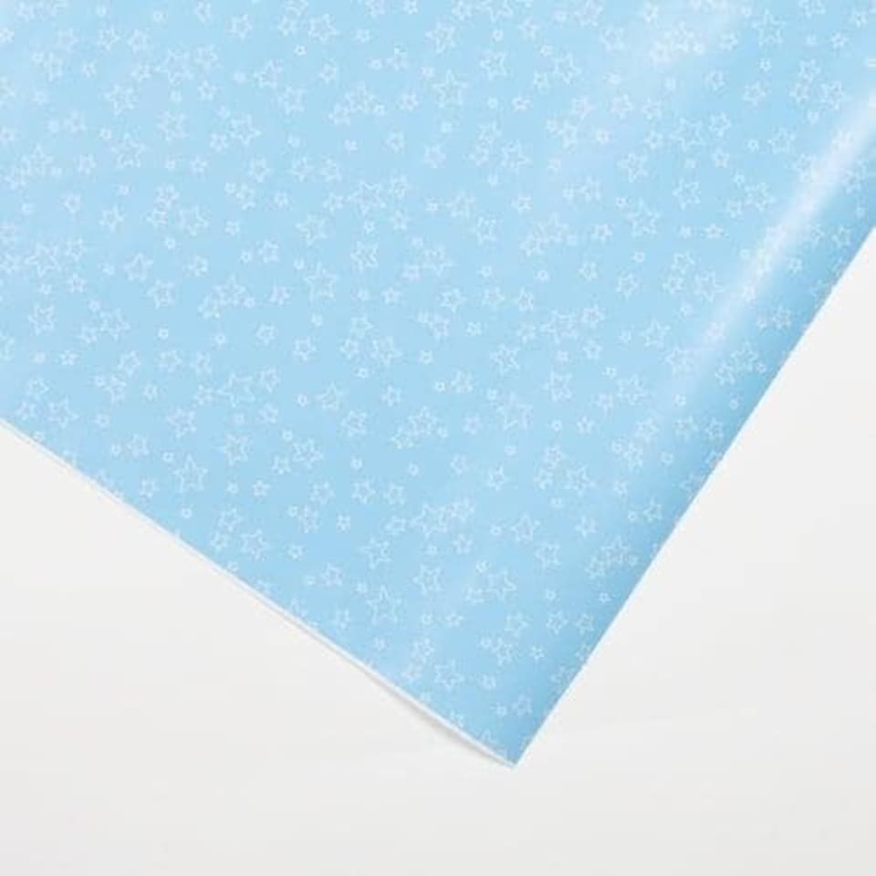 image 1 of Baby Blue Stars Gift Wrapping Paper Roll 3m