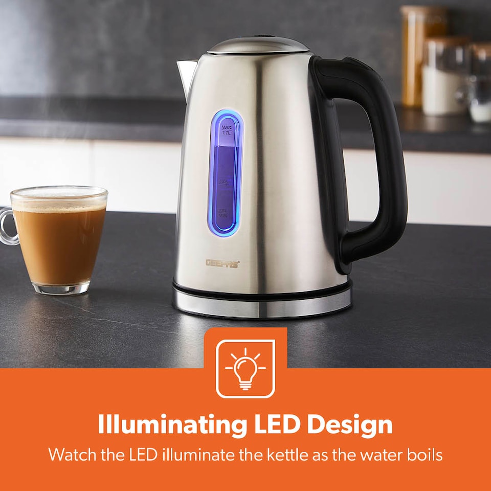 image 1 of GEEPAS 1.7L Illuminating Stainless Steel Kettle 2200W Silver